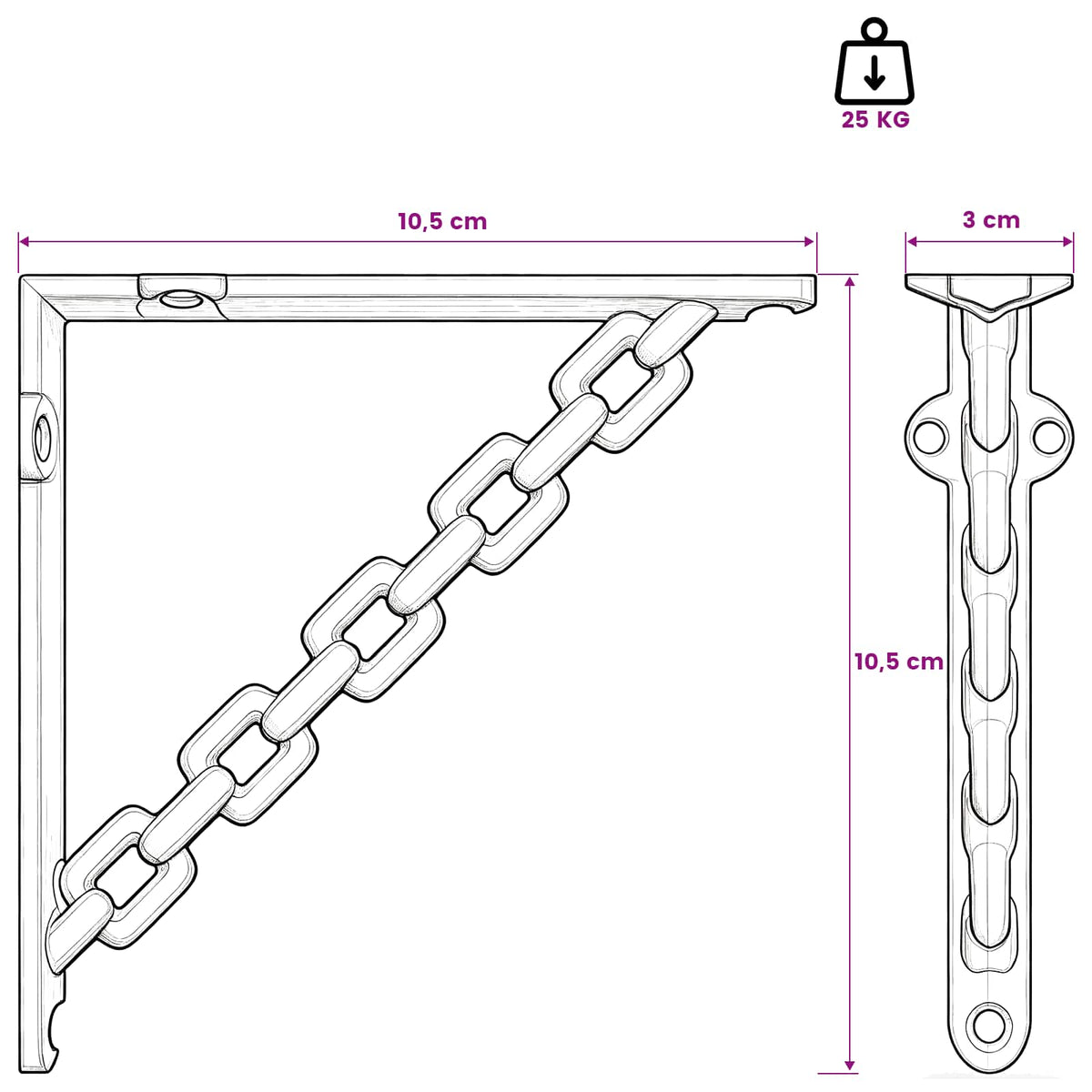 vidaXL Wall Shelf Brackets 12 pcs Antique Brown 10.5 x 10.5 x 3 cm