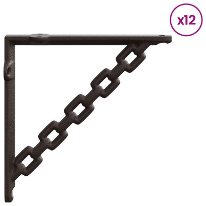 vidaXL Wall Shelf Brackets 12 pcs Antique Brown 10.5 x 10.5 x 3 cm