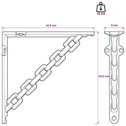 vidaXL Wall Shelf Brackets 2 pcs Antique Brown 14.5 x 14.5 x 3 cm
