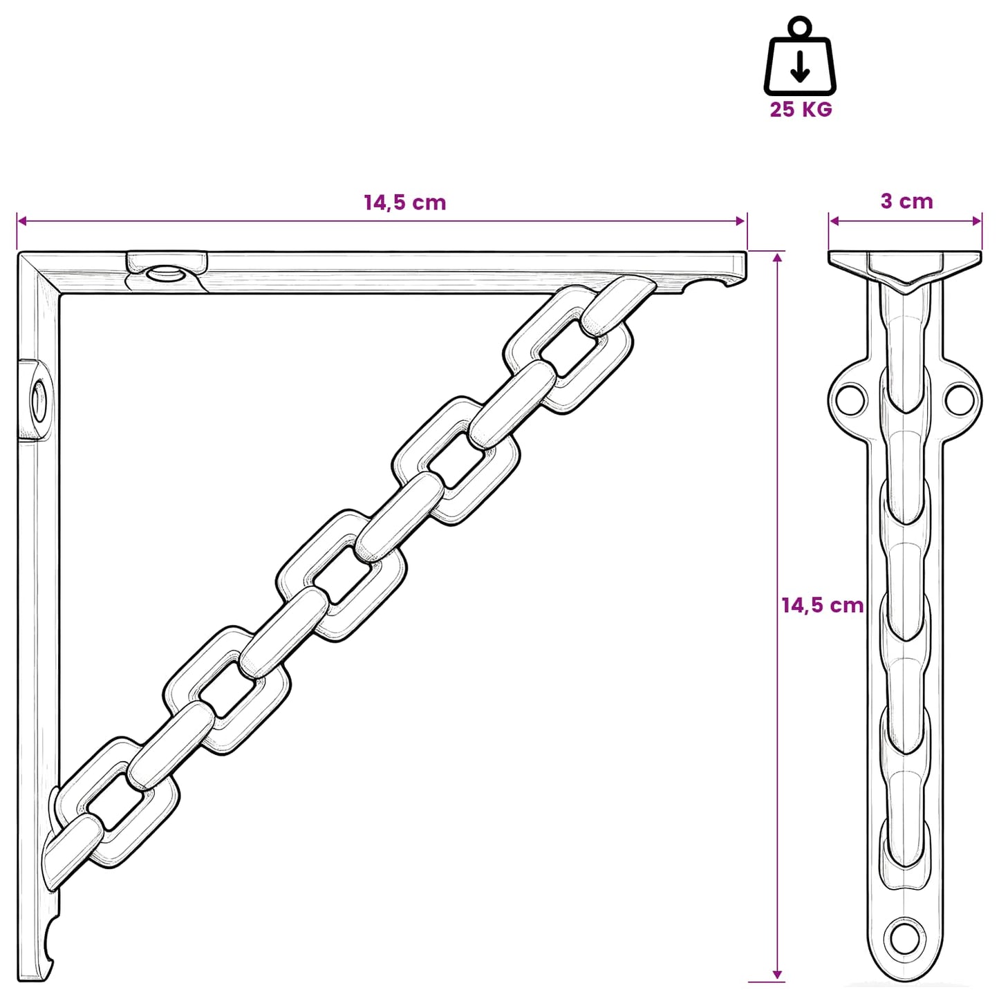 vidaXL Wall Shelf Brackets 12 pcs Antique White 14.5 x 14.5 x 3 cm