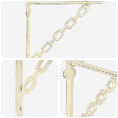 vidaXL Wall Shelf Brackets 2 pcs Antique White 21 x 21 x 3.5 cm Steel