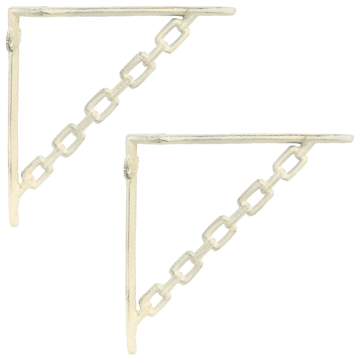 vidaXL Wall Shelf Brackets 2 pcs Antique White 21 x 21 x 3.5 cm Steel