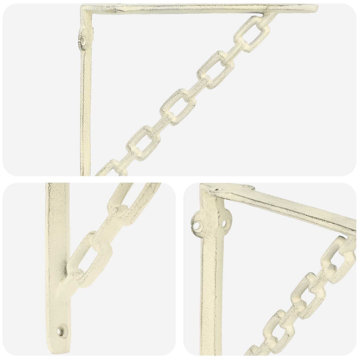 vidaXL Wall Shelf Brackets 12 pcs Antique White 21 x 21 x 3.5 cm Steel