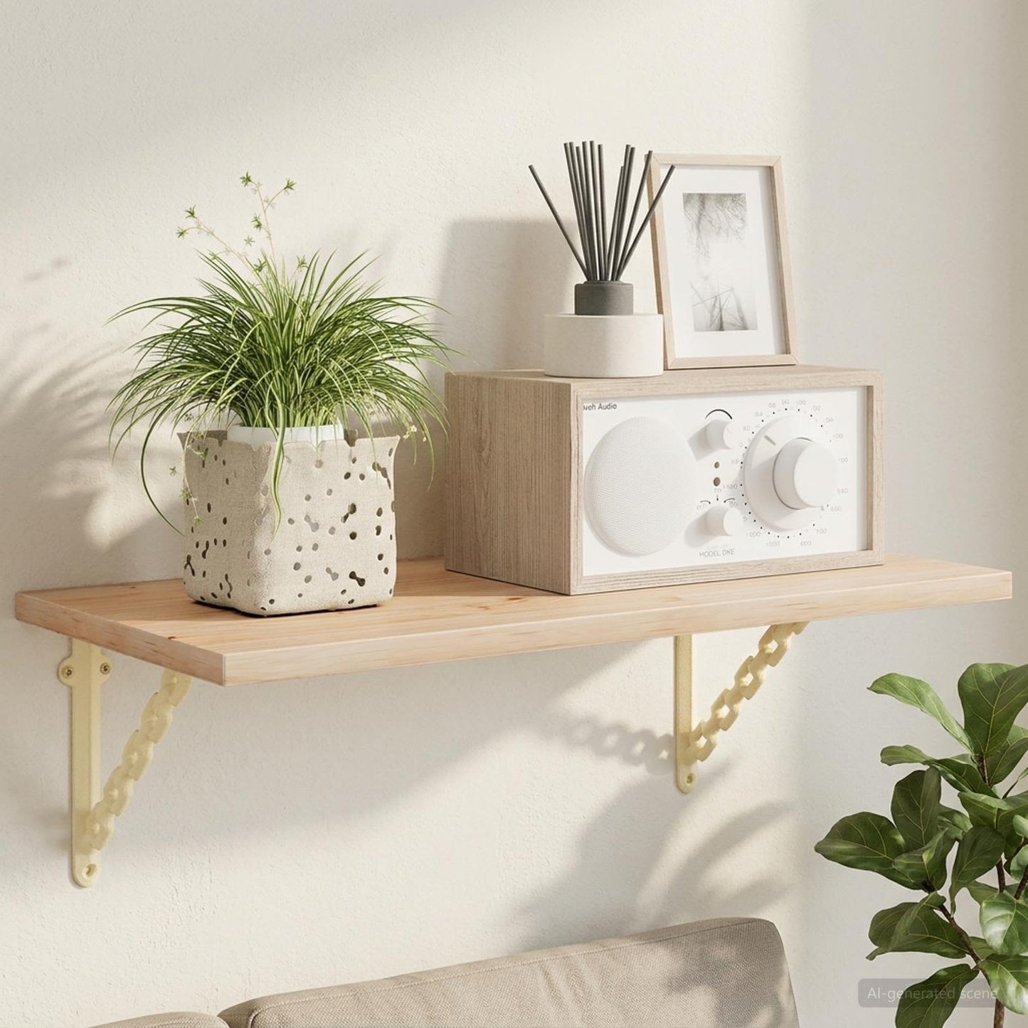 vidaXL Wall Shelf Brackets 12 pcs Antique White 21 x 21 x 3.5 cm Steel