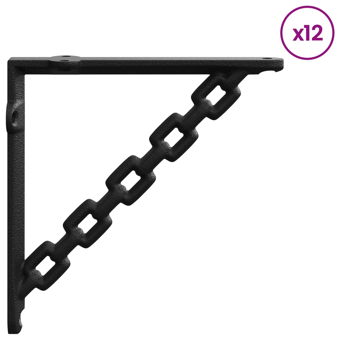 vidaXL Wall Shelf Brackets 12 pcs Black 21 x 21 x 3.5 cm Steel