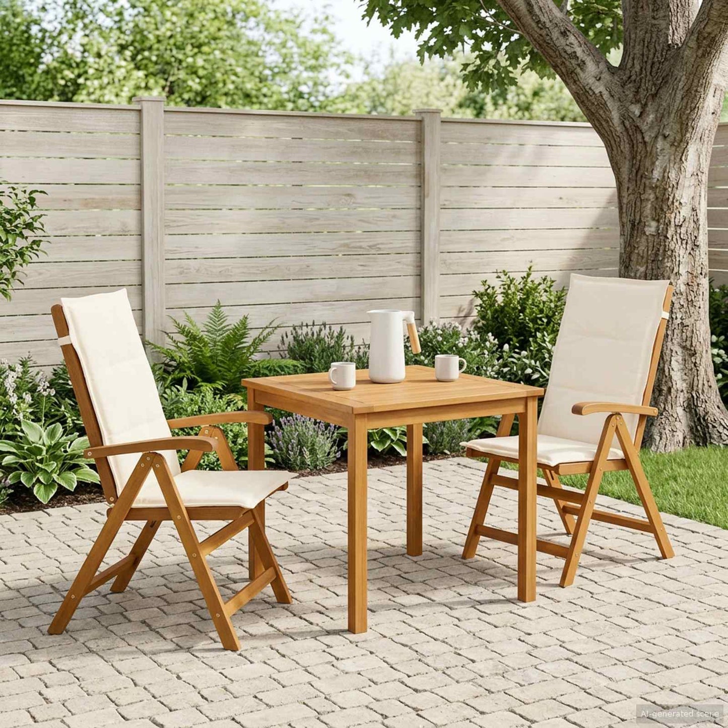 vidaXL Reclining Garden Chairs 2 pcs Natural Solid Acacia Wood