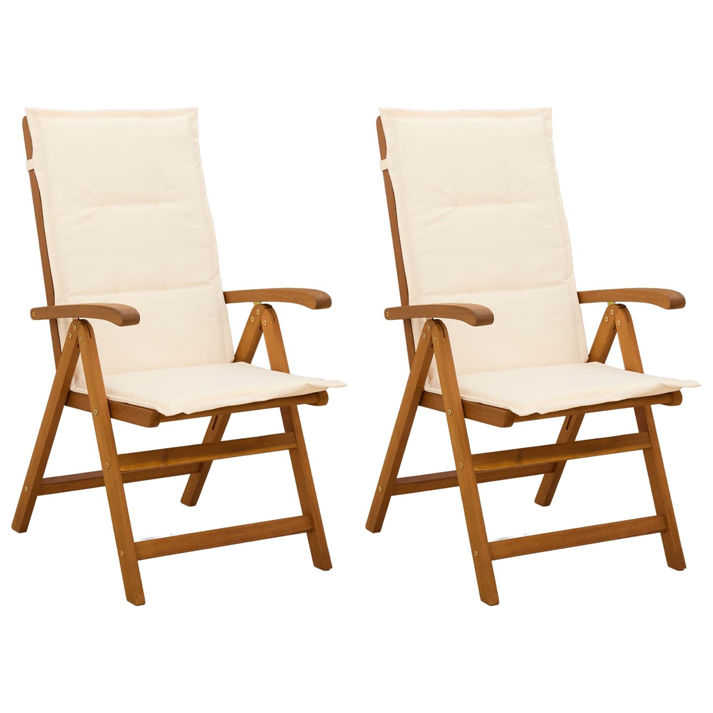vidaXL Reclining Garden Chairs 2 pcs Natural Solid Acacia Wood