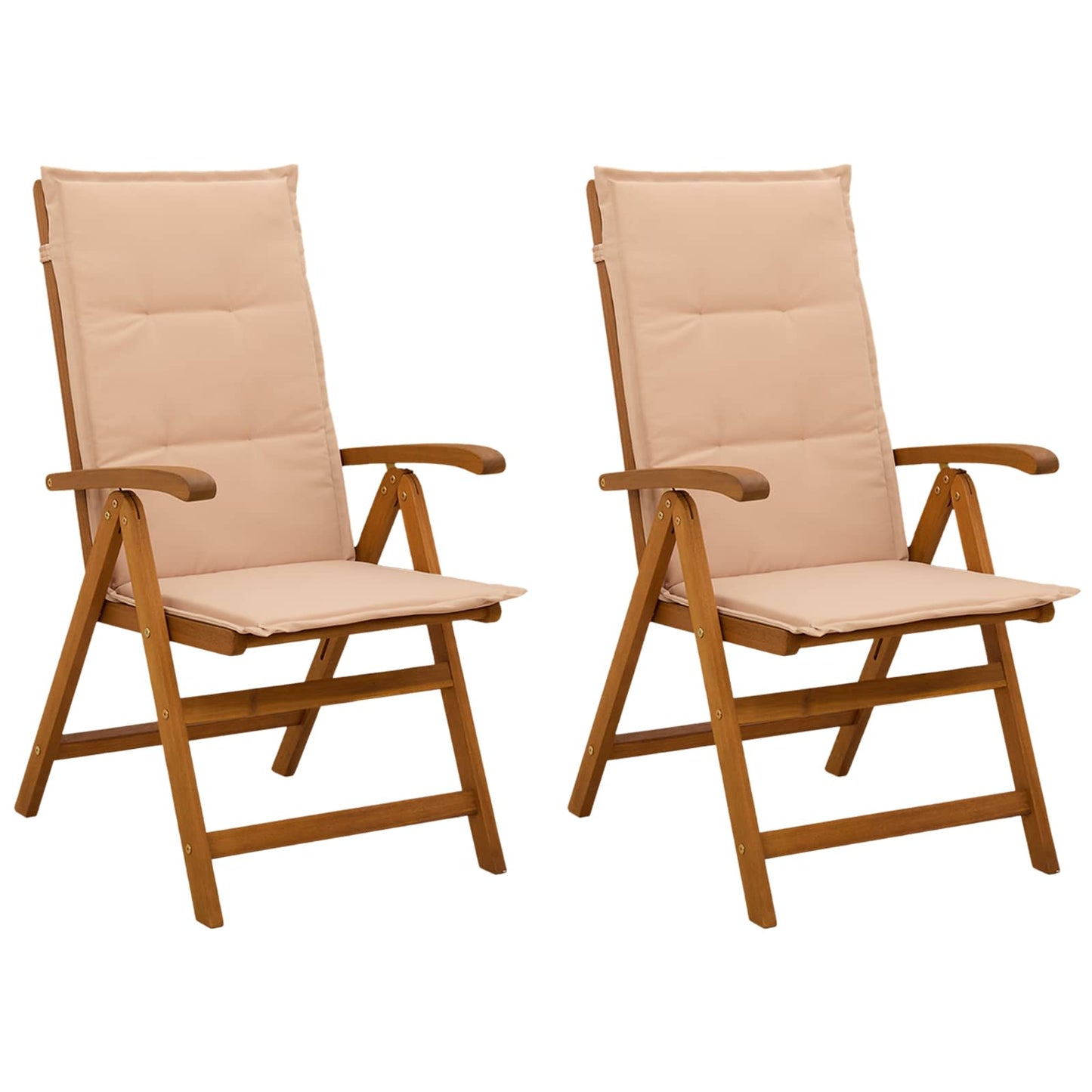 vidaXL Reclining Garden Chairs 2 pcs Natural Solid Acacia Wood