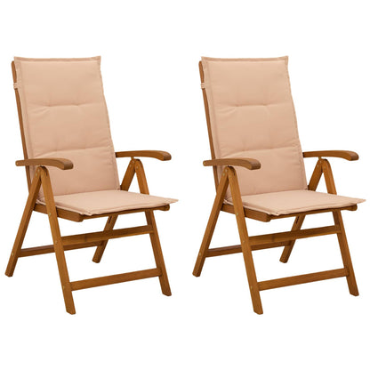 vidaXL Reclining Garden Chairs 2 pcs Natural Solid Acacia Wood