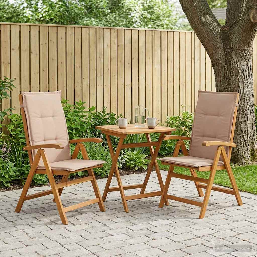 vidaXL Reclining Garden Chairs 2 pcs Natural Solid Acacia Wood