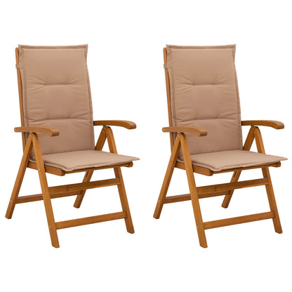 vidaXL Reclining Garden Chairs 2 pcs Natural Solid Acacia Wood