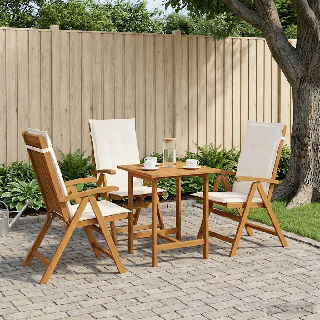 vidaXL Reclining Garden Chairs 3 pcs Natural Solid Acacia Wood