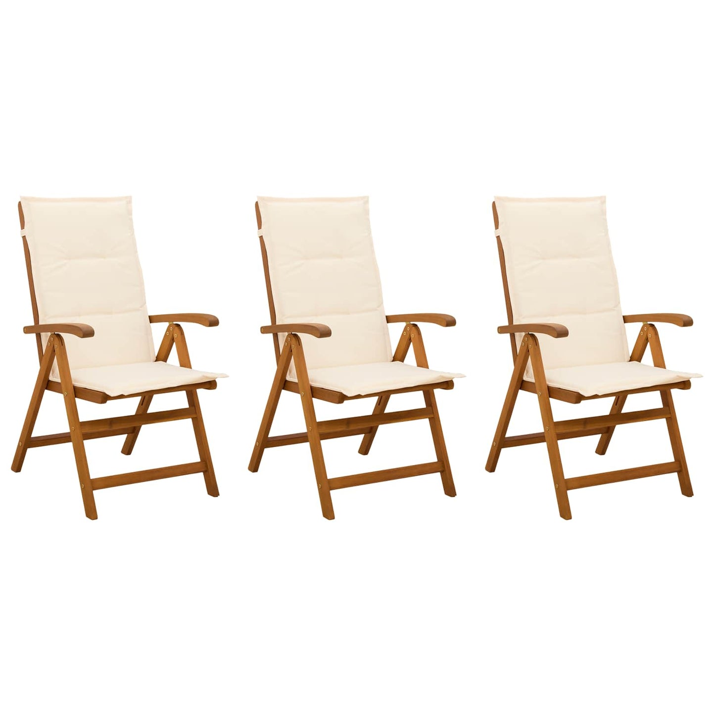 vidaXL Reclining Garden Chairs 3 pcs Natural Solid Acacia Wood
