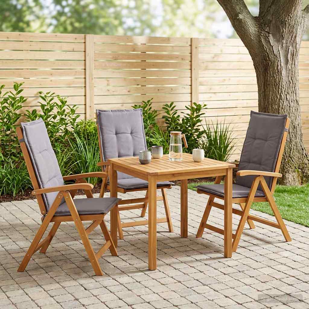 vidaXL Reclining Garden Chairs 3 pcs Natural Solid Acacia Wood