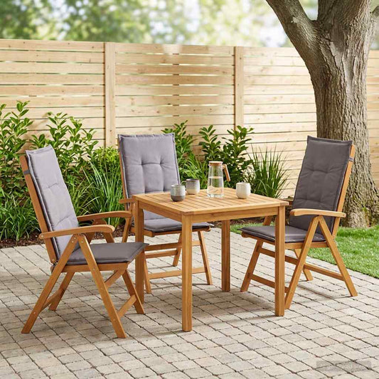 vidaXL Reclining Garden Chairs 3 pcs Natural Solid Acacia Wood