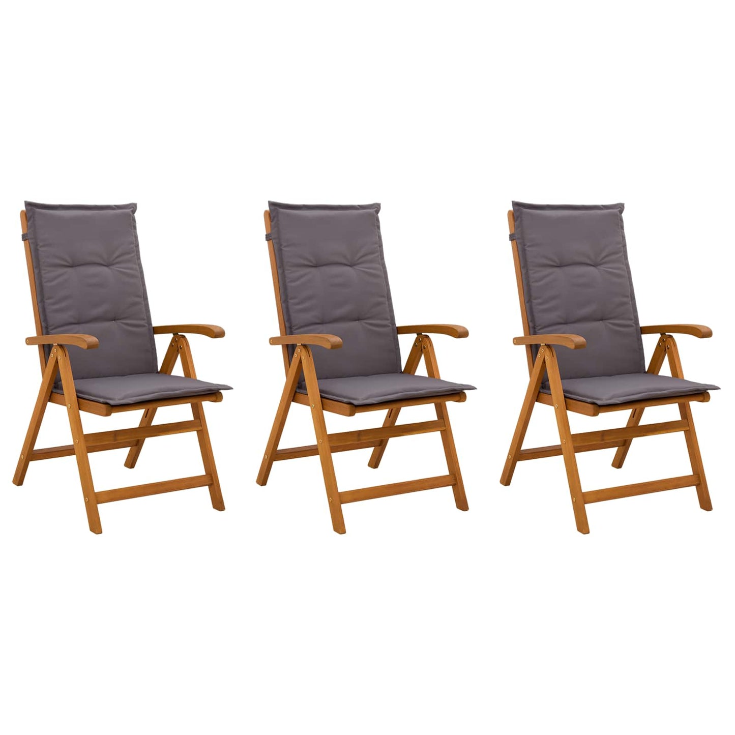vidaXL Reclining Garden Chairs 3 pcs Natural Solid Acacia Wood