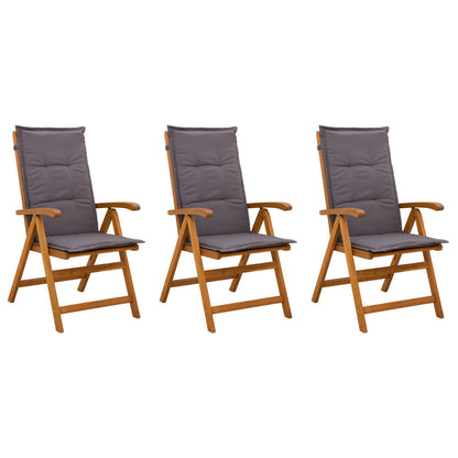 vidaXL Reclining Garden Chairs 3 pcs Natural Solid Acacia Wood