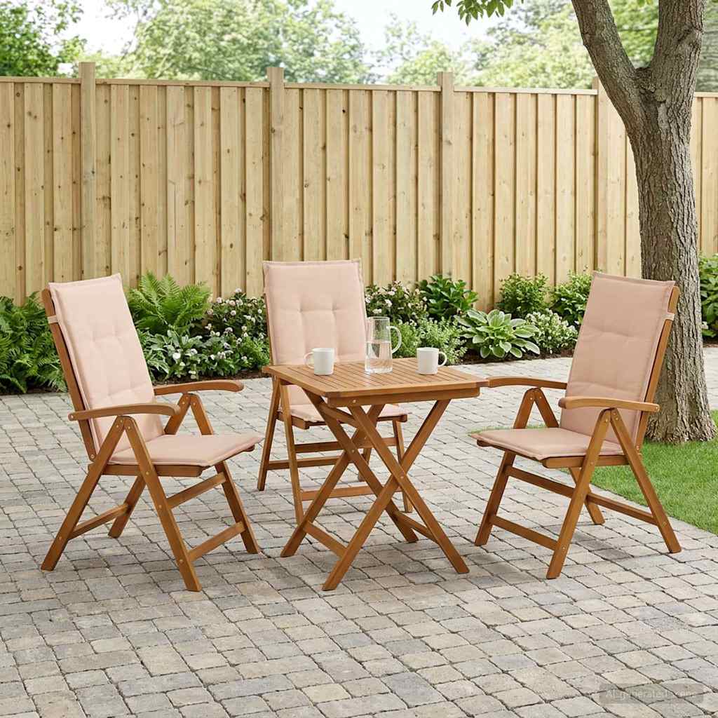vidaXL Reclining Garden Chairs 3 pcs Natural Solid Acacia Wood