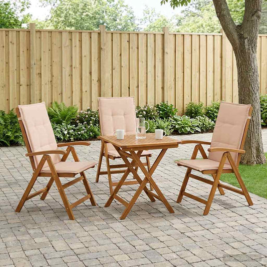 vidaXL Reclining Garden Chairs 3 pcs Natural Solid Acacia Wood