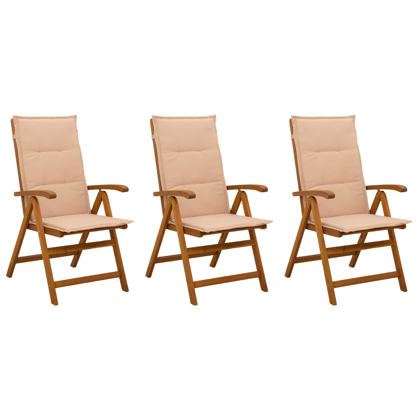 vidaXL Reclining Garden Chairs 3 pcs Natural Solid Acacia Wood