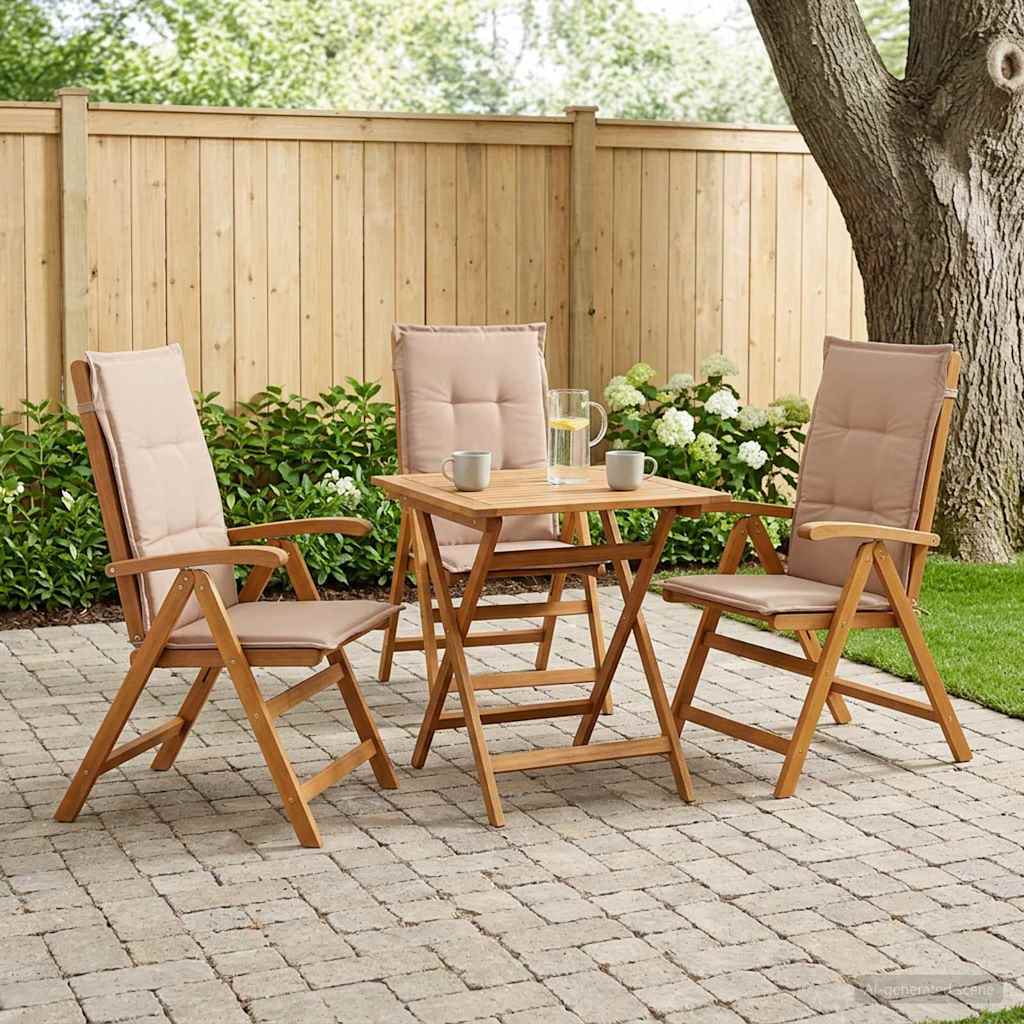 vidaXL Reclining Garden Chairs 3 pcs Natural Solid Acacia Wood