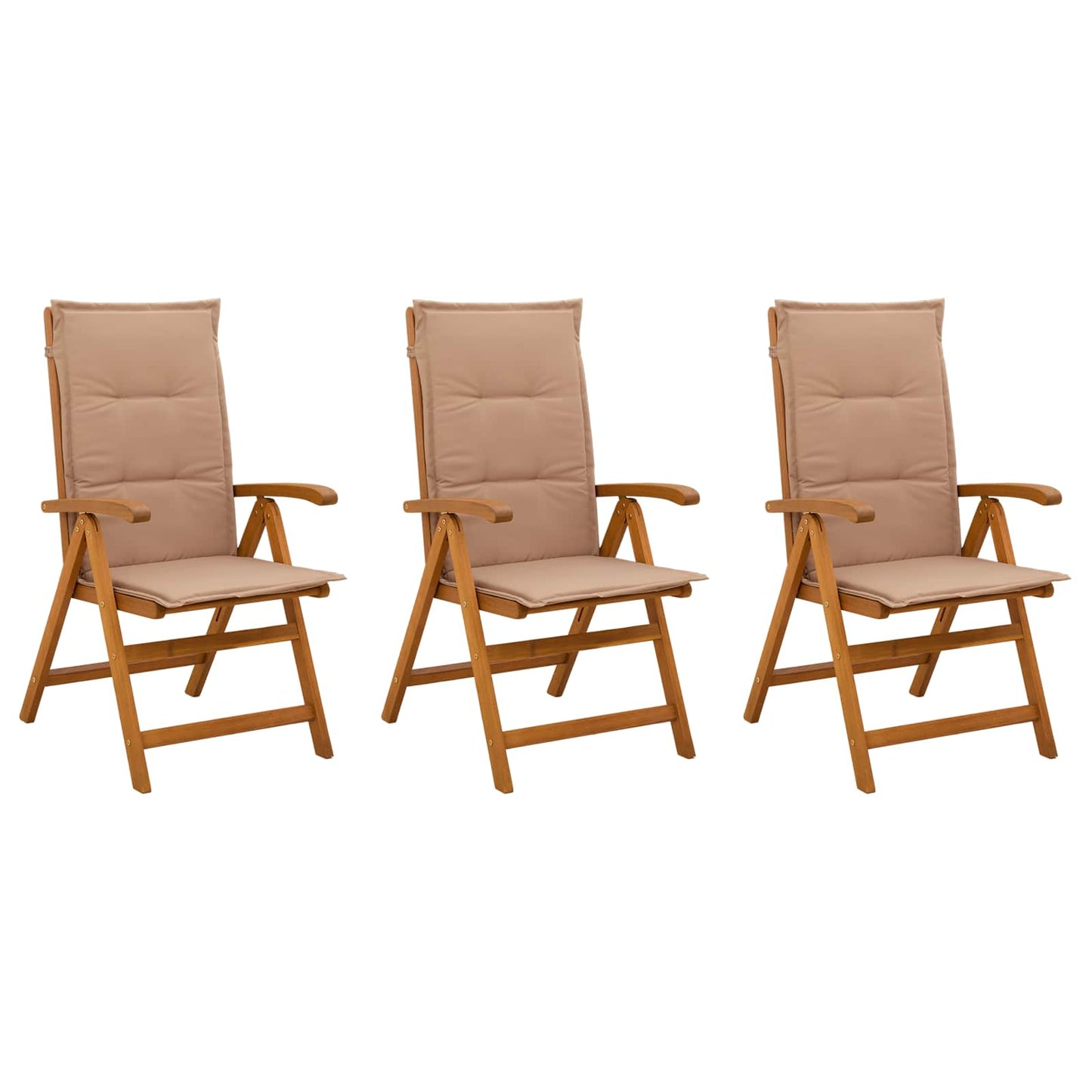 vidaXL Reclining Garden Chairs 3 pcs Natural Solid Acacia Wood