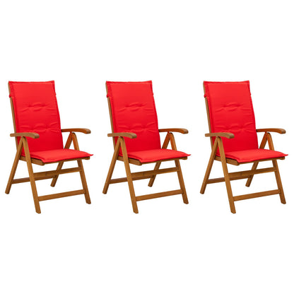 vidaXL Reclining Garden Chairs 3 pcs Natural Solid Acacia Wood