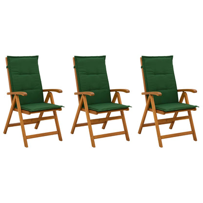 vidaXL Reclining Garden Chairs 3 pcs Natural Solid Acacia Wood