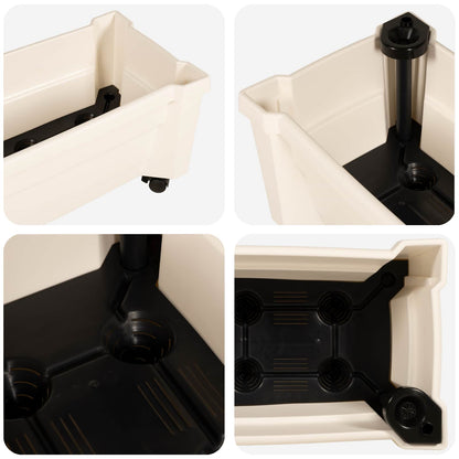 vidaXL Calypso Planter with Wheels White 79 x 35 x 33 cm PP