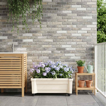 vidaXL Calypso Planter with Wheels White 79 x 35 x 33 cm PP
