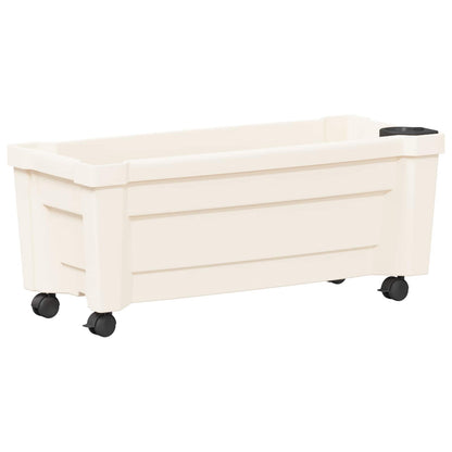 vidaXL Calypso Planter with Wheels White 79 x 35 x 33 cm PP