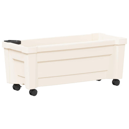 vidaXL Calypso Planter with Wheels White 79 x 35 x 33 cm PP