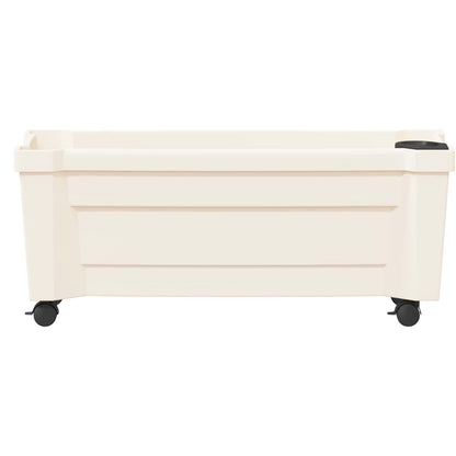 vidaXL Calypso Planter with Wheels White 79 x 35 x 33 cm PP