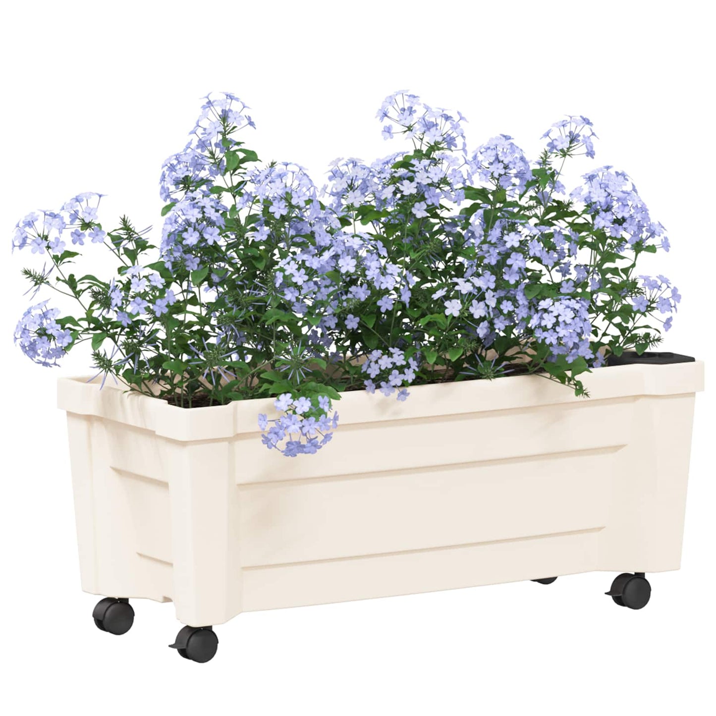 vidaXL Calypso Planter with Wheels White 79 x 35 x 33 cm PP