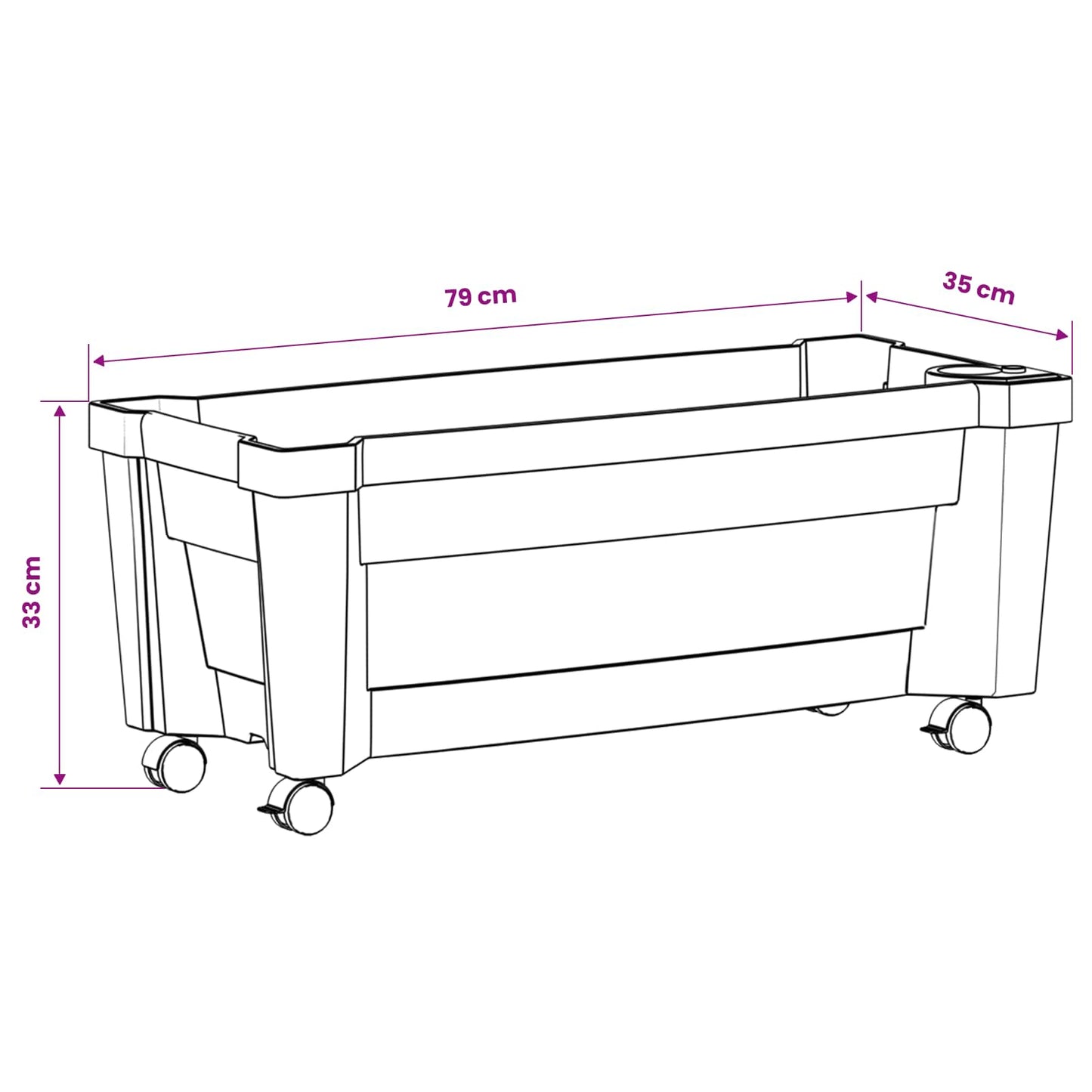 vidaXL Calypso Planter with Wheels White 79 x 35 x 33 cm PP