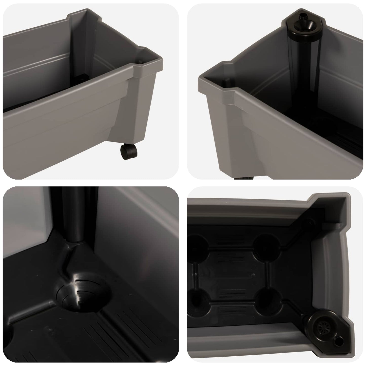 vidaXL Calypso Planter with Wheels Grey 79 x 35 x 33 cm PP