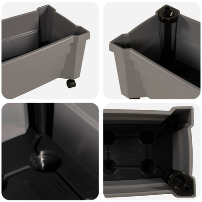 vidaXL Calypso Planter with Wheels Grey 79 x 35 x 33 cm PP