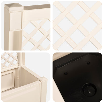 vidaXL Big Planter with Trellis White 99.5 x 43 x 133.5 cm PP