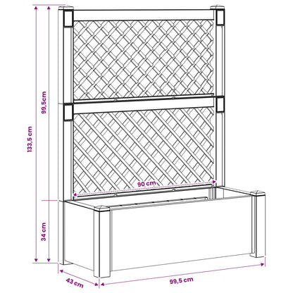 vidaXL Big Planter with Trellis White 99.5 x 43 x 133.5 cm PP
