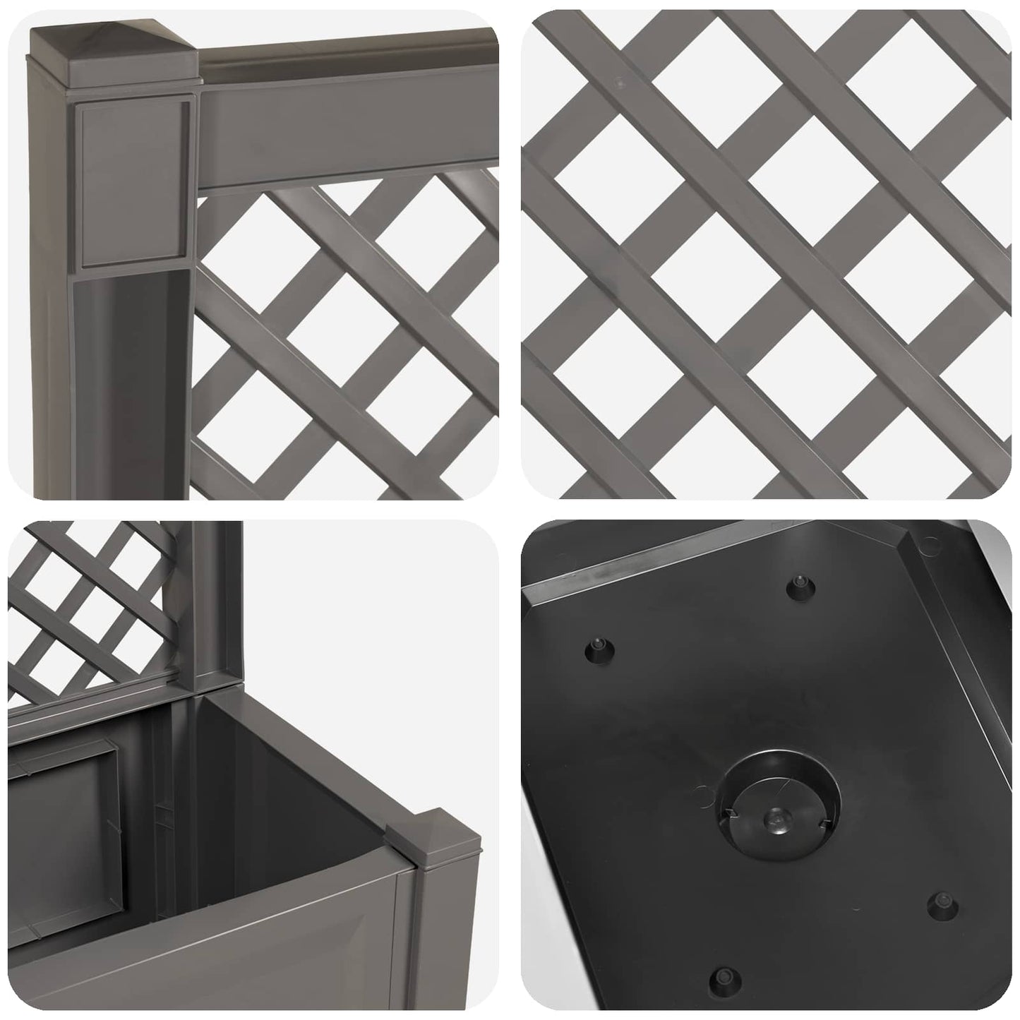 vidaXL Big Planter with Trellis Grey 99.5 x 43 x 133.5 cm PP