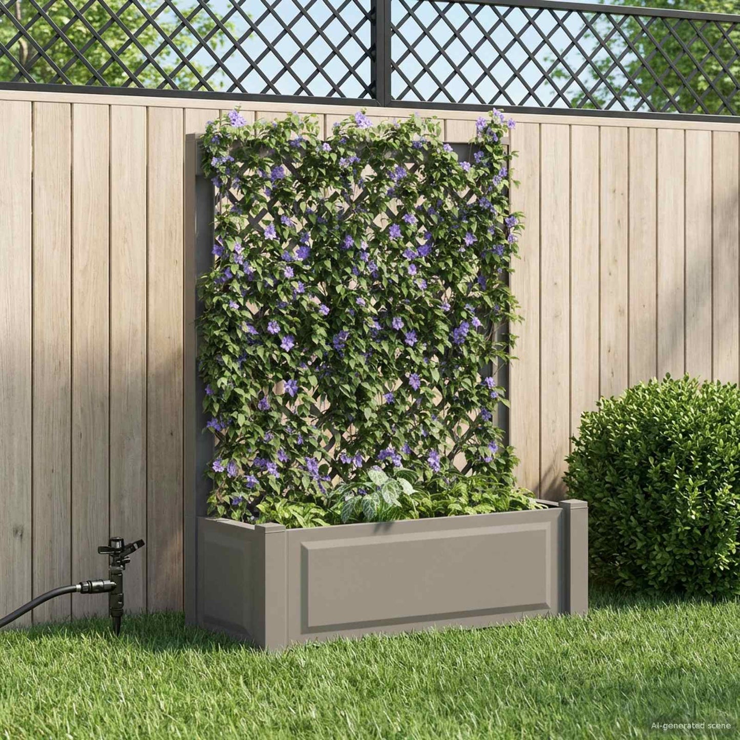 vidaXL Big Planter with Trellis Grey 99.5 x 43 x 133.5 cm PP
