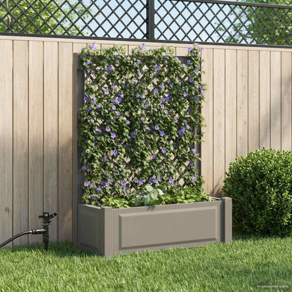 vidaXL Big Planter with Trellis Grey 99.5 x 43 x 133.5 cm PP