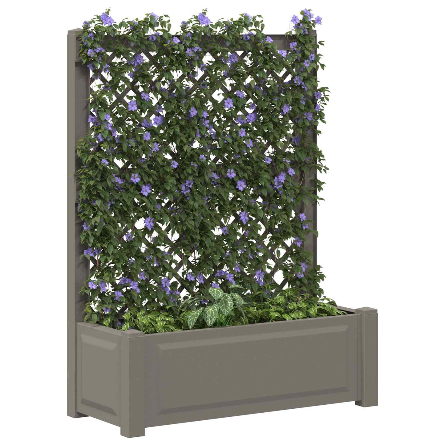 vidaXL Big Planter with Trellis Grey 99.5 x 43 x 133.5 cm PP