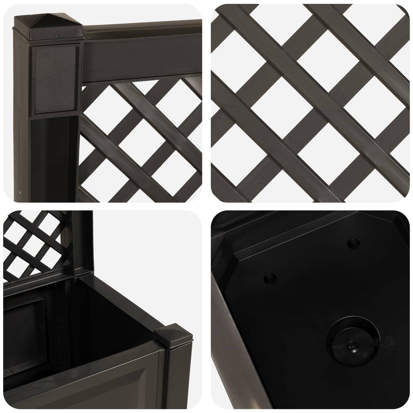vidaXL Big Planter with Trellis Anthracite 99.5 x 43 x 133.5 cm PP