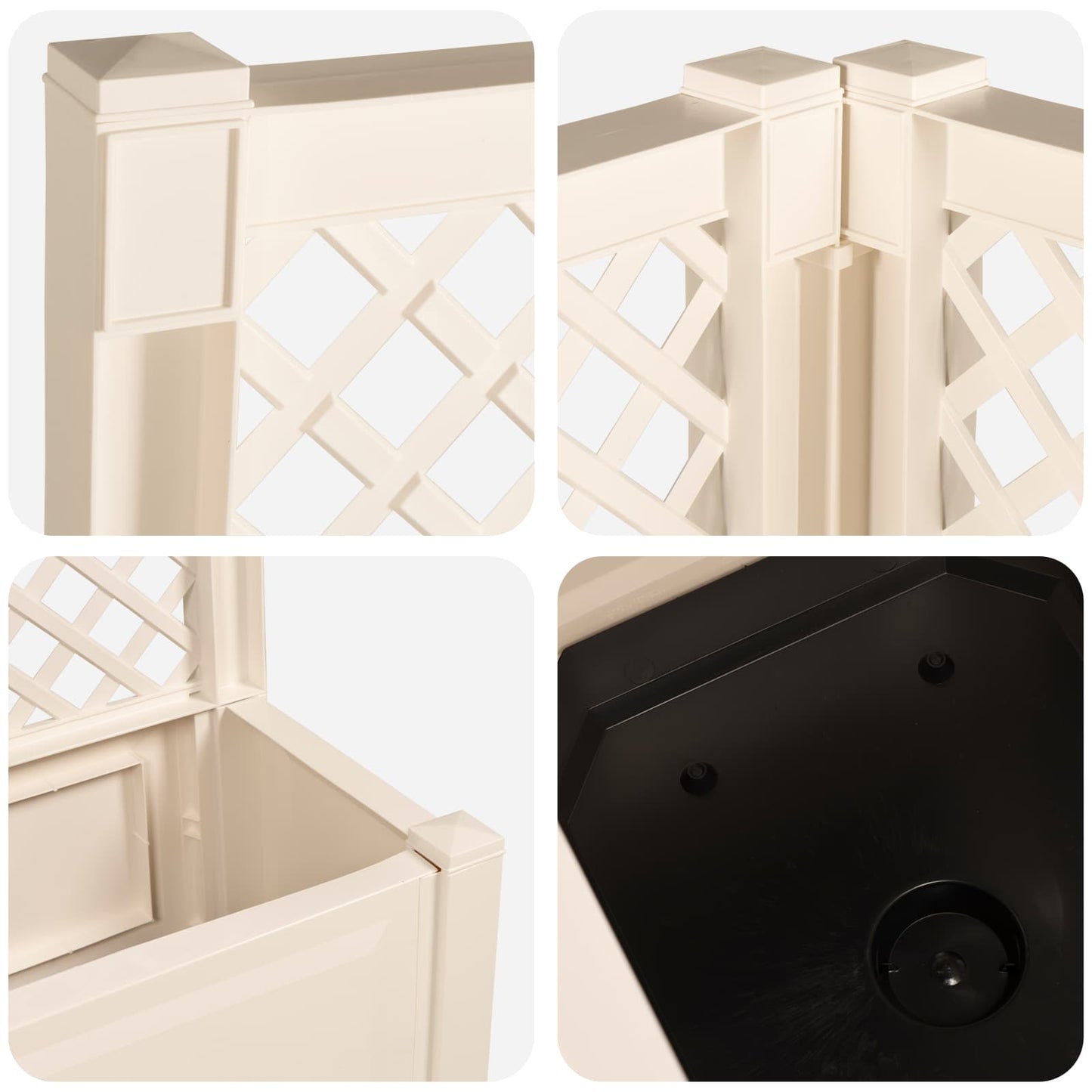 vidaXL Big Planter with Trellis 2 pcs White 143 x 143 x 133.5 cm PP