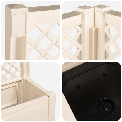 vidaXL Big Planter with Trellis 2 pcs White 143 x 143 x 133.5 cm PP