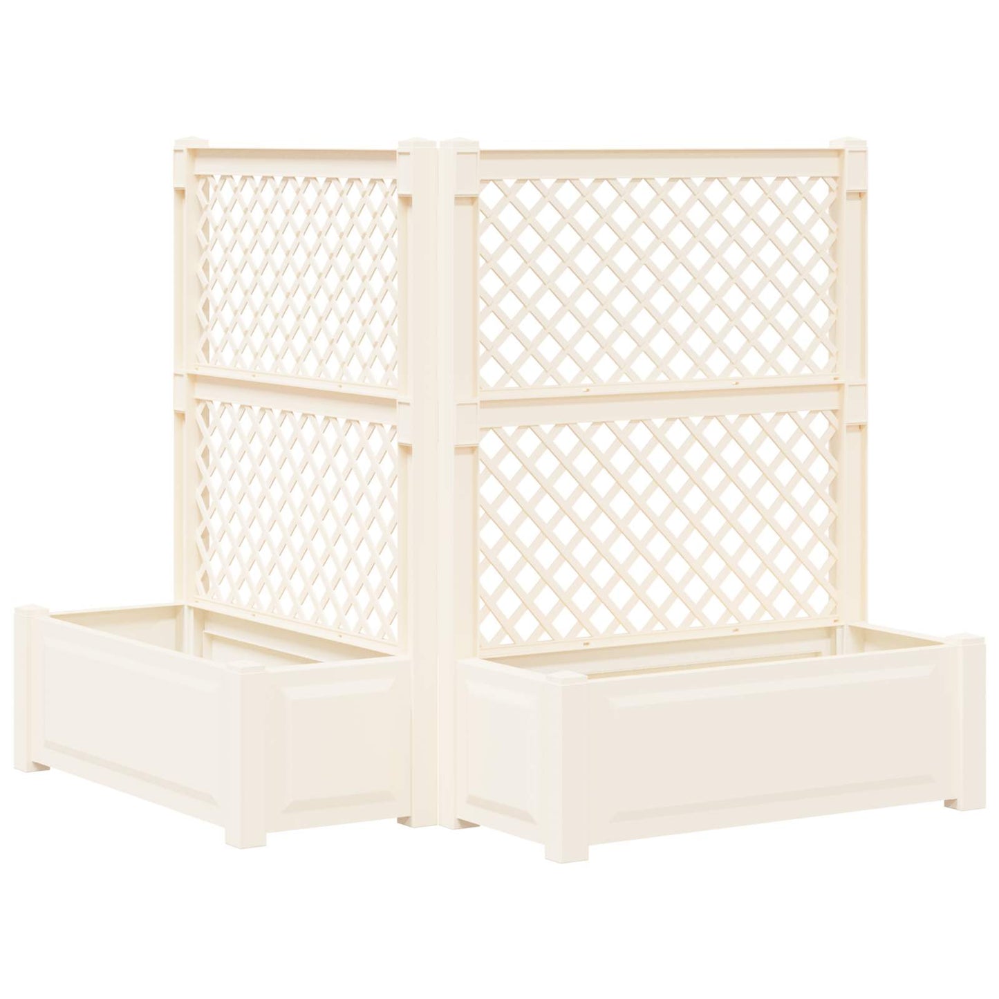 vidaXL Big Planter with Trellis 2 pcs White 143 x 143 x 133.5 cm PP