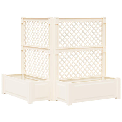vidaXL Big Planter with Trellis 2 pcs White 143 x 143 x 133.5 cm PP