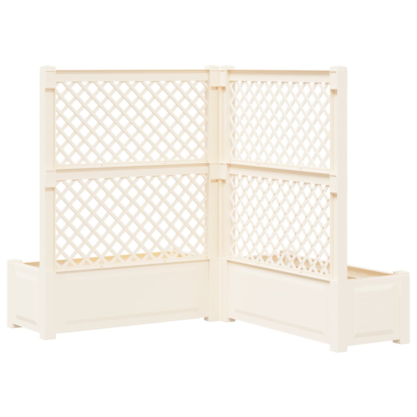 vidaXL Big Planter with Trellis 2 pcs White 143 x 143 x 133.5 cm PP