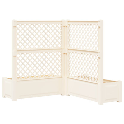 vidaXL Big Planter with Trellis 2 pcs White 143 x 143 x 133.5 cm PP